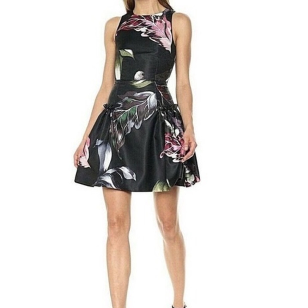 Ted Baker London Black Floral Fit-and-Flare Dress